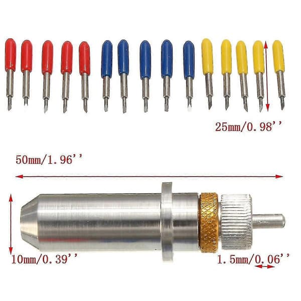 15 stk. 30/45/60 graders vinylkutter karbidblader med bladholder bladhus for Silhouette C