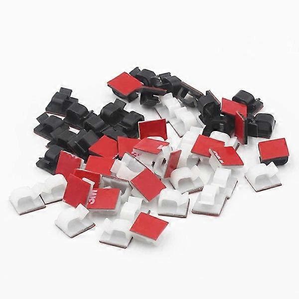 50-pakning selvklebende kabelholdere Black