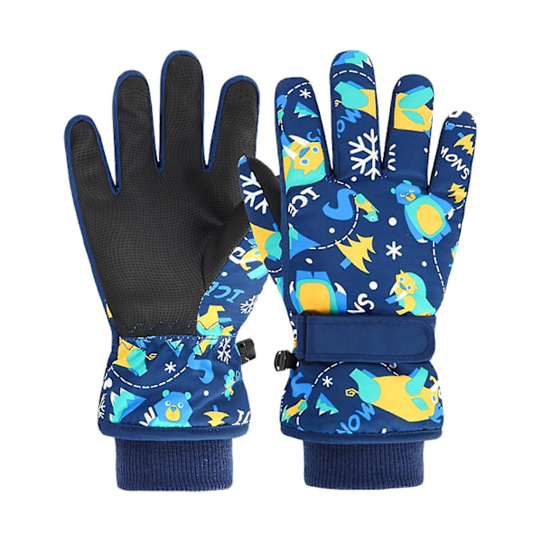 Vattentäta skidhandskar för barn, stänksäkra varma mjuka handskar för pojkar och flickor Blue S-Palm Width 3.5In
