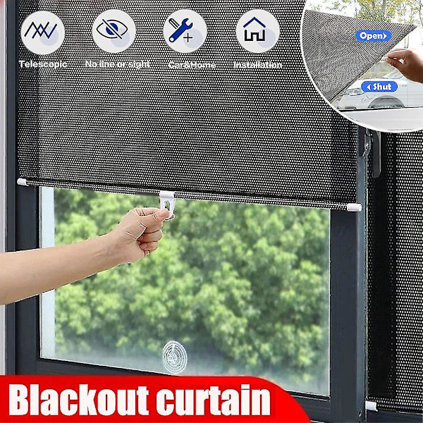 Universal Rullegardiner Sugekop Solskærm Mørklægningsgardin Bil Soveværelse Køkken Kontor Vindue Sol- 58cm x 125cm Black