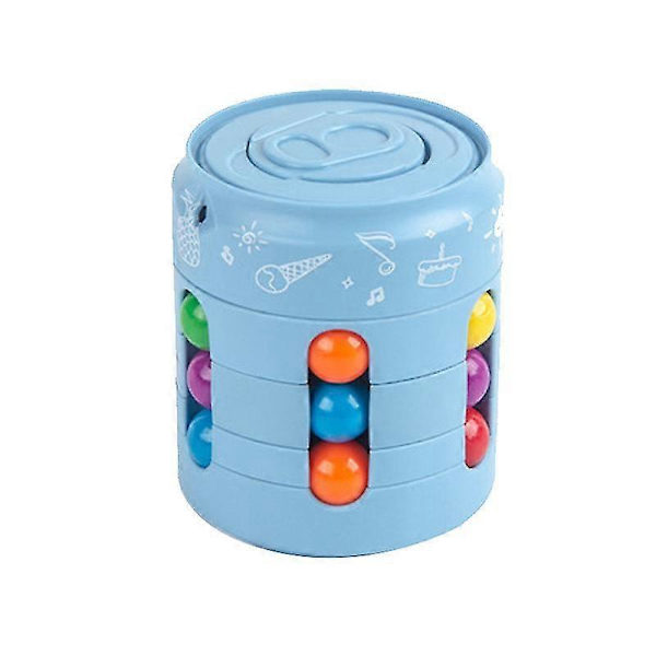 Roterande Magisk Bönleksak Fidget Cube Leksak Barn Rubiks Kub Leksaker för stressavlastning Blue