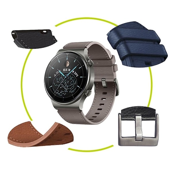 Læderrem til Huawei Watch GT2 Pro Coffee