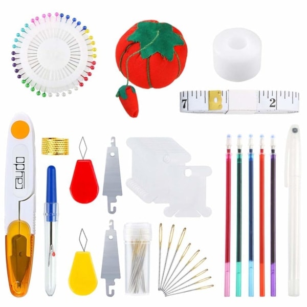 154 delar broderi-kit, 100 färgade trådar, 5 bambu broderirammar, korsstygnverktyg