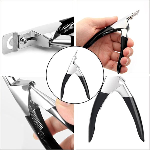 Negleforlænger Klip U-Formet Spids Klip Akryl Negleklip Professionel Rustfri Manicure Falske Negle Trimmer Falsk Gel Skarp Pedikyr Negleværktøjer Black