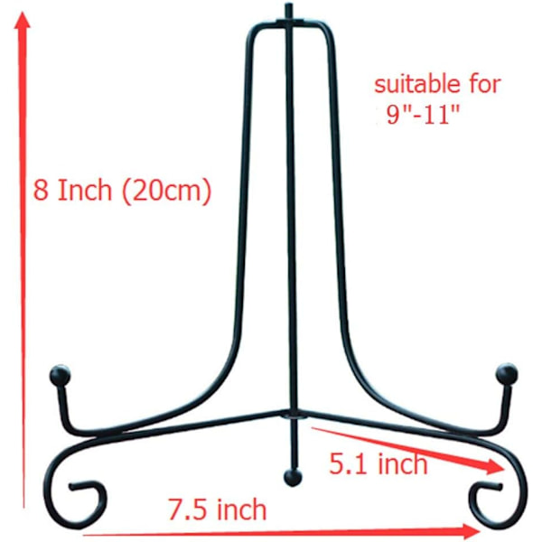 4-pakks Jern Displaystativ, Svart Jern Staffeli Plate Display Fotoholder Stativ, Viser Bilde Rammer, Kokebøker, Dekorative Plater, Tabletter og Kunst 8 inch