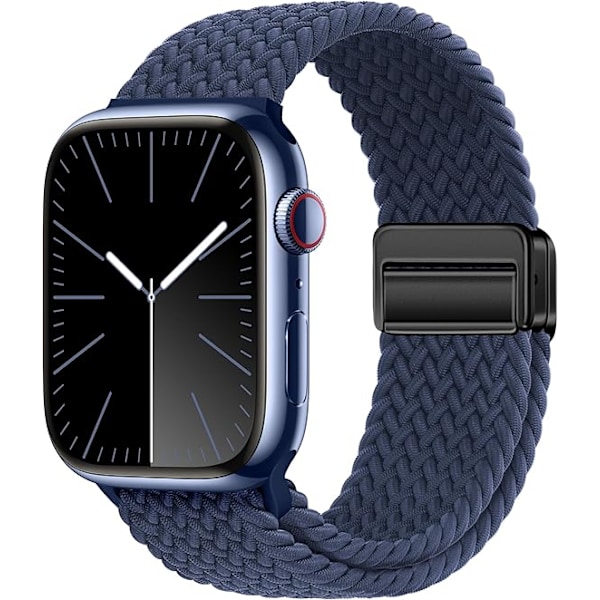 Kompatibel med Apple Watch Rem Elastisk Magnetisk Nylon Rem til iWatch Serie Mænd Kvinder Navy Blue 42/44/45/49mm