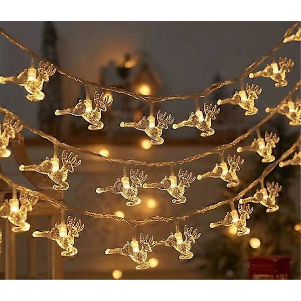 Julgran Snöflinga LED Ljusslinga Banner Juldekoration 2023 för Hemmet Navidad Julgransdekor Ljus Nyår 2024 elk 3M 20LED