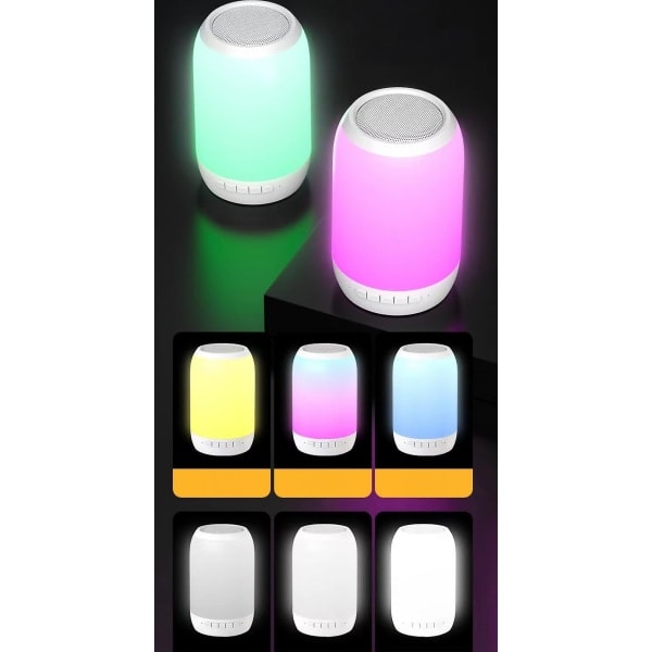 Bluetooth-kaiutin valolla, väriä vaihtava kannettava langaton kaiutin, 6 värillistä LED-valoteemaa, TF-kortti (valkoinen) (FMY)