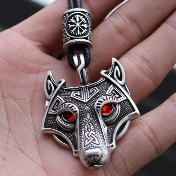 Gratis Frakt Viking Smykker Teen Wolf Amulet Wicca Pagan Dyr Hengesmykke Talisman Nordisk Rune Perle Gotisk Halskjede Menn silver