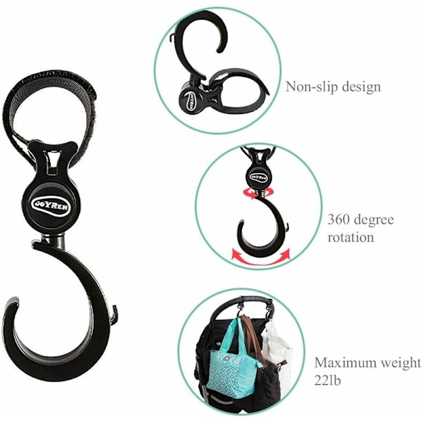 Vagnkrokar, 2 st Vagnväskhängare för Yoyo-vagnar Universal Vagnklämma Tillbehör (2-pack)