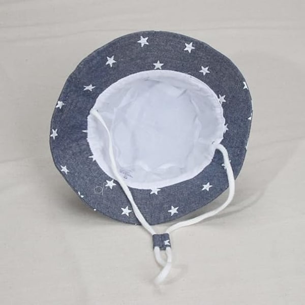 Justerbar solhatt for barn - pustende strandhatt for gutter og jenter Star Denim