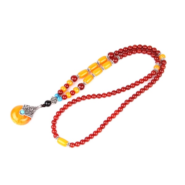 Etnisk stil långt halsband vattendroppe hänge agatkedja kvinnor retro smycken tillbehör