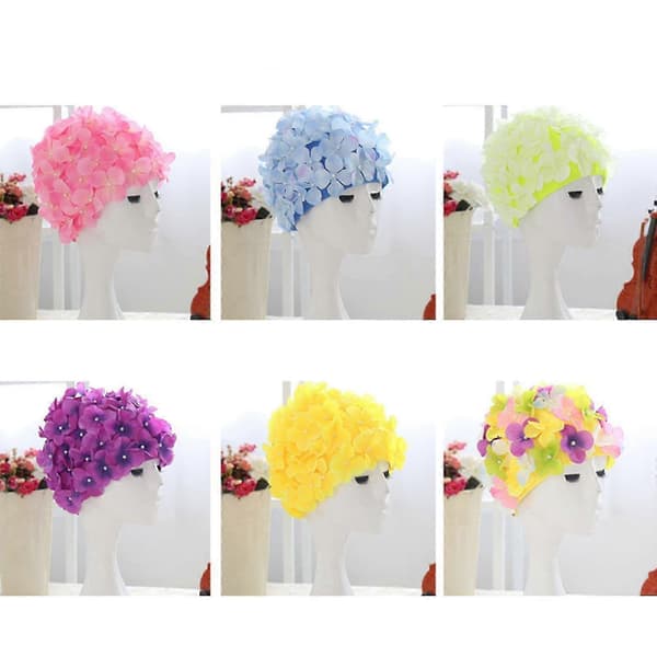 2025 Ny Oppgradert Badehette Blomsterblad Retro Stil Badehetter for Kvinner yellow