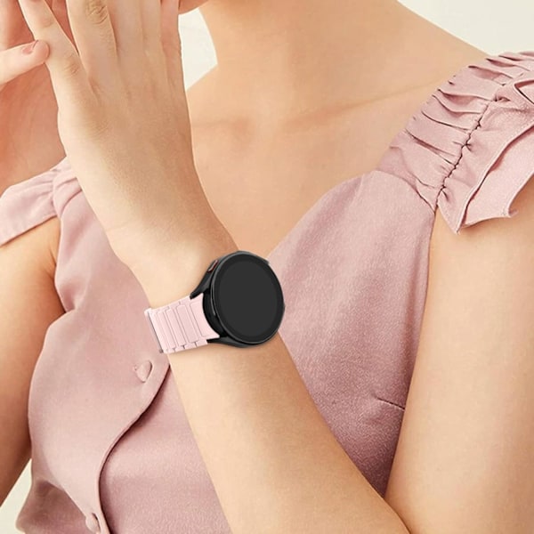 Blød rem kompatibel med Samsung Galaxy Watch 4/5/6 rem til kvinder og mænd, klassiske silikone sportsbånd med magnetisk lukning Pink sand