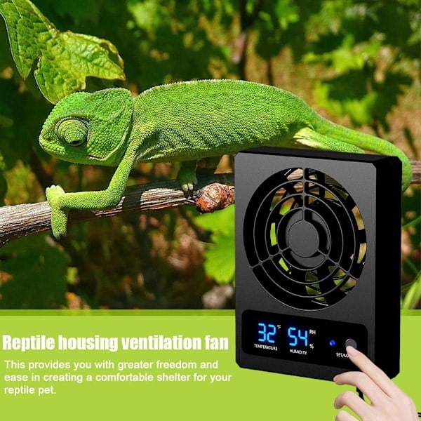 Reptil terrarium ventilasjonsvifte regnskog avfukter Fahrenheit én Fahrenheit one