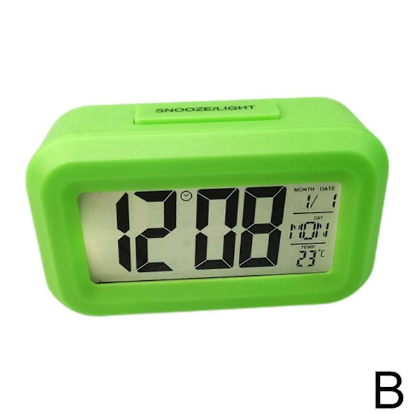 Digital Väckarklocka Batteridriven Snooze Nattlampa Design Green