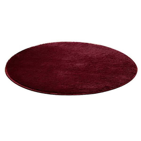 120cm Rund Fluffig Mjuk Matta Halkfri Golvmatta Mattkudde Sovrumsinredning Wine Red