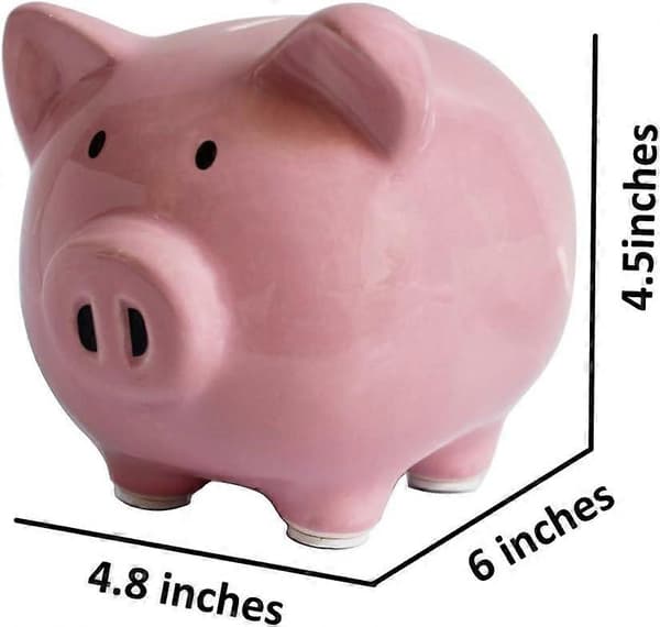 Sparegris, barns kjære keramiske sparegris, egnet for gutter, jenter og barn (medium størrelse) pink