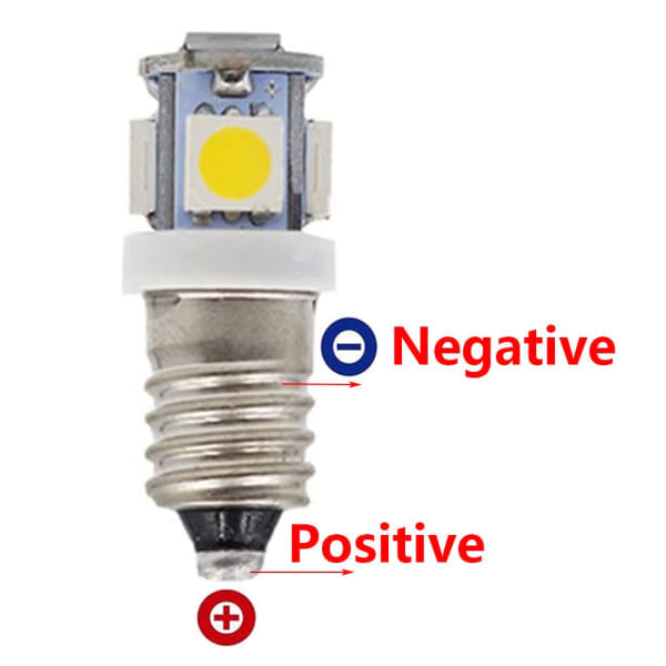 10 st E10 6V LED-lampor 5SMD 0.5W 50LM (Kallvitt)
