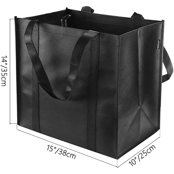 6-pak gjenbrukbare handleposer med håndtak, ikke-vevde handleposer - Holder 44+ lbs (20 KG) - Ekstra store og holdbare sammenleggbare handleposer