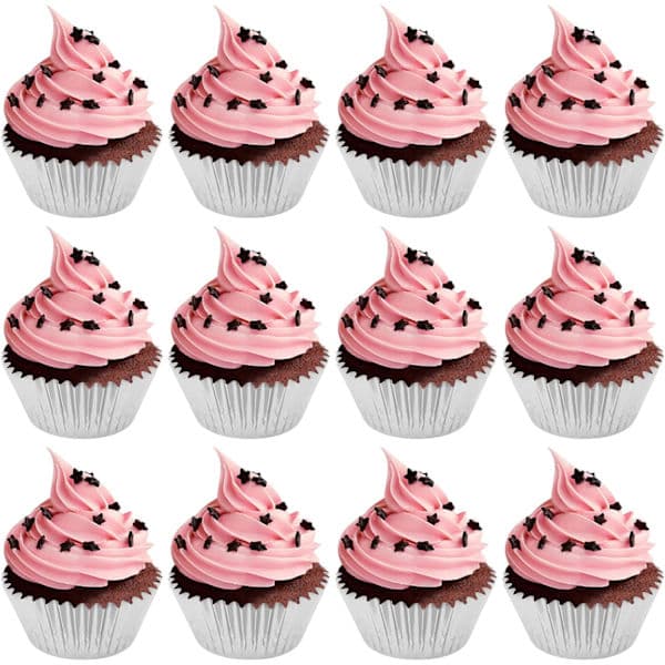 100 stk. folie metallic cupcake forme, folie bageforme, cupcake papir, bageforme, cupcake wrappers, muffin papirforme, cupcake forme (sølv)