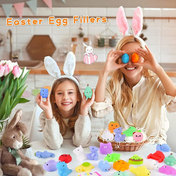 Myke leker, Mini Kawaii Squishies Partypose-fyllere for barn Myke Fidget leker Stress Squeeze leker Premierer Barn Påske Julgaver (Farge Tilfeldig)