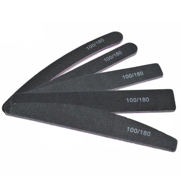 5 dobbeltsidede neglefile - 100/180 - Neglefil - Sort