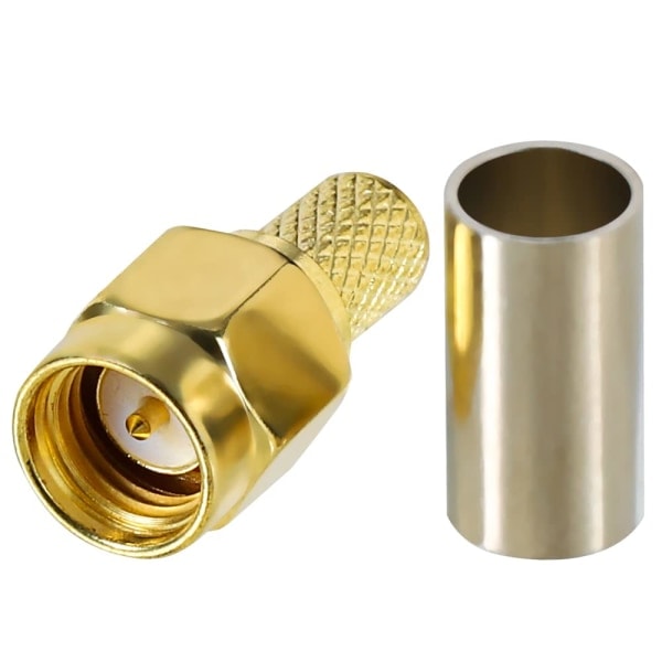 12 kpl SMA-liitäntä kultapinnoitettu RF-liitäntä uros puristettavaksi RG58 RG303 RG141 RG142 RG400 LMR195 koaksiaalikaapeleille