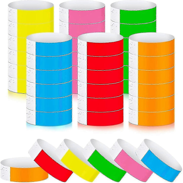 600 kpl Paperirannekkeita Neon Rannekkeet Vedenpitävät Käsirannekkeet Tapahtumiin Konsertti Neonväriset Tarrarannekkeet Juhliin Jyf mixed color