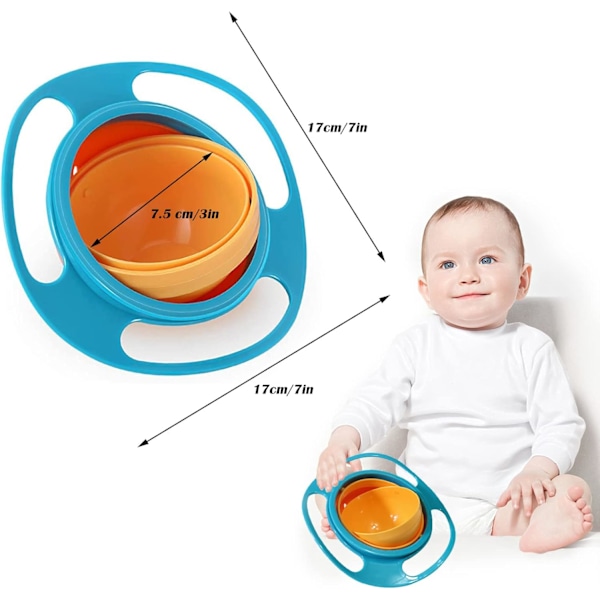 Gyro Bowl Anti Spill Bowl Smooth 360 Degrees Dining Entertaining, Bowl Sets,Toddler Bowls, Non Spill Feeding Toddler, 360 Rotation Gyroscopic Bowl