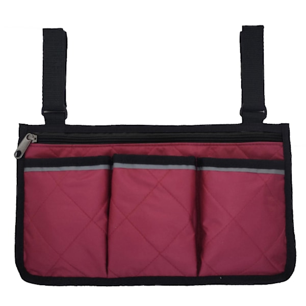 Kørestolstaske med lommer, Universal Vandtæt Armlæns Sidetaske Kørestol Side Organizer Opbevaringstaske Armlæns Pung, 1 stk. D- burgundy