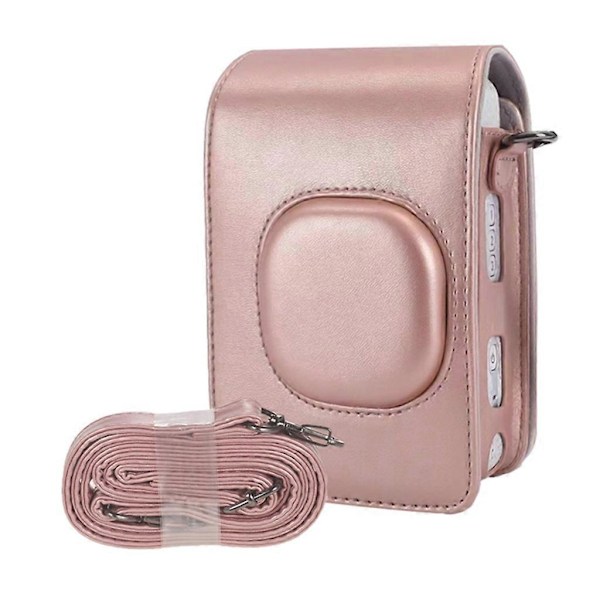 Kameraväska för Mini LiPlay PU-läder Skydd med axelrem Blush gold
