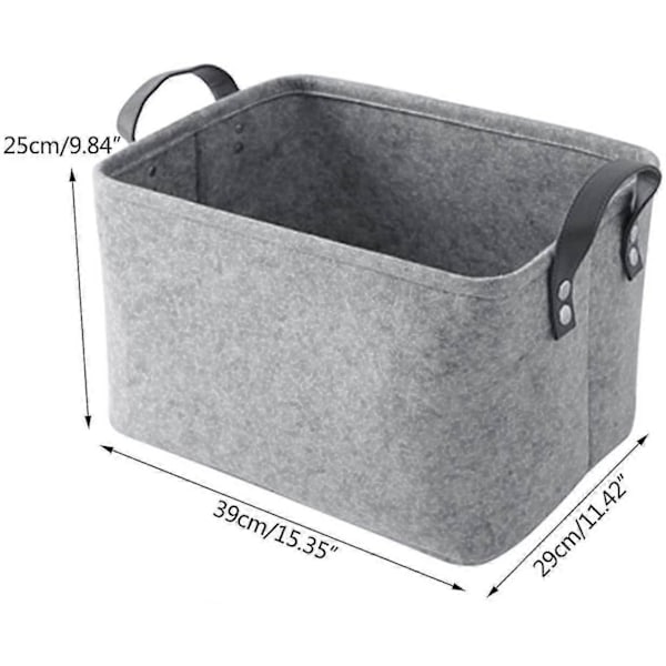 Oppbevaringskurv med to håndtak, filtkurv for leker, bøker, magasiner grey 39CM*29CM*25CM
