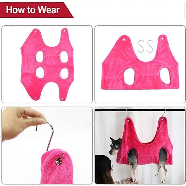 Kæledyrs Hængekøje Hund Kat Pleje Hængekøje Fastholdelsesposer Praktisk brug ved Badning Vask Negleklipning pink L