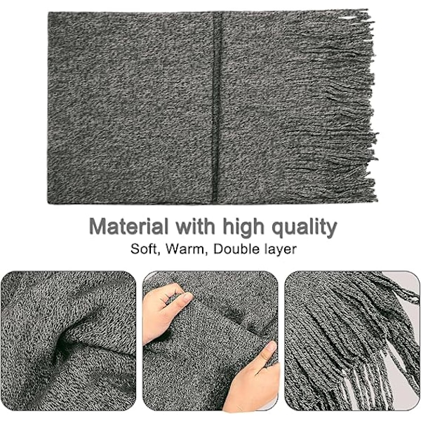 Vinter Unisex Beanie Hatt, Skjerf og Hansker Sett, Elastisk Strikket Hatt Langt Skjerf Berøringsskjermhansker Med Tykk Fleece Innerfôr for Menn og Kvinner Medium Gray