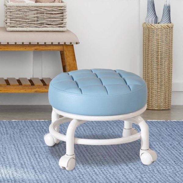 360° Roterande Rullpall Hushållspall Flyttbar Pall Lågt Buller Remhjul Låg Pall Universella Svängbara Hjul För Kök Hem Blue 30cmx28cmx6cm