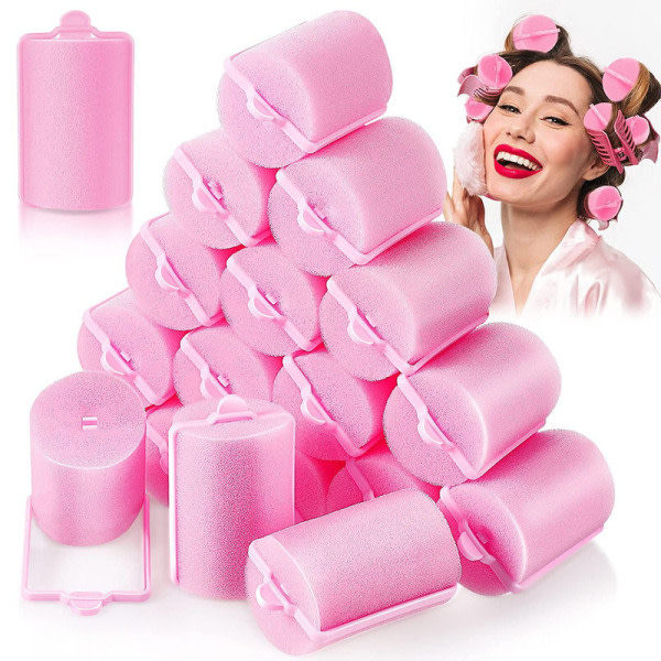 18 pieces of sponge hair rollers, large hair styling rollers with soft foam 4.0 cm