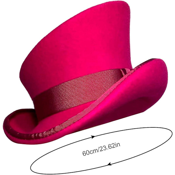 Asymmetrisk Topphatt Ullhatt Dame Herre Unisex Hatt Steam Punk Hatt Topphatt Mote Bånd Dekorativ Hatt Dekk Hode For Menn-yu Pink One Size