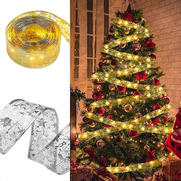 Nauha Keijuvalo Joulukoriste Joulukuusen Koristeet Kotiin 2023 Jouluvalot Navidad Natal Uusi Vuosi 2024 Red-Multicolor 5M