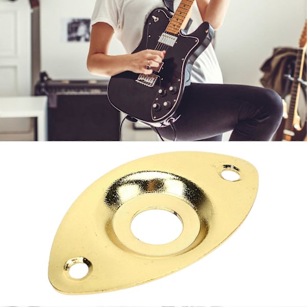 Oval Jack Plate for Gitar, Robust og Dekorativ, Utgangskontakt for Elektrisk Gitar, Erstatning, Gull