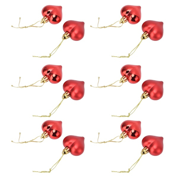 12 hjärtformade julgranspynt i PVC