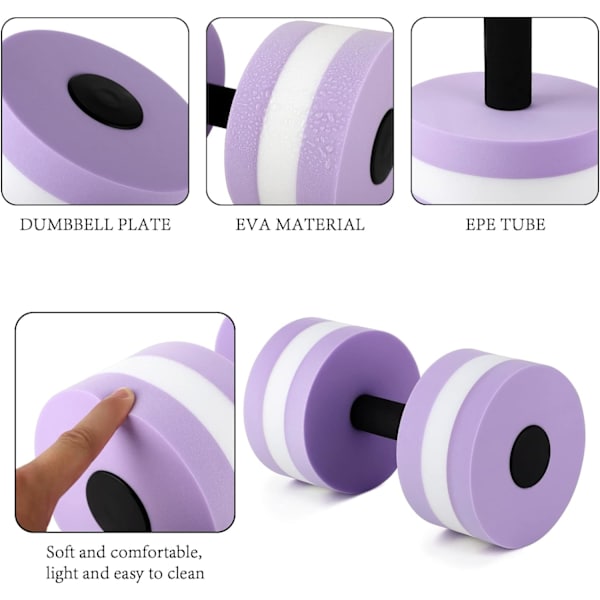 2 st hantelvatten, vattenvikter hantlar lätta vattenaerobics hantlar poolhantlar mjuka simhantlar vatten purple