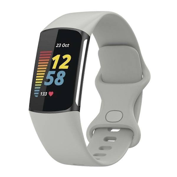 Til Fitbit Charge 5 Silikone Urrem, Størrelse:L L Grey