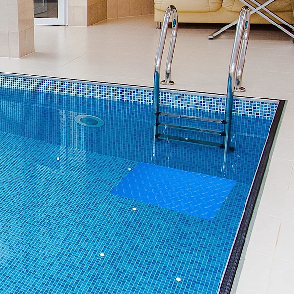 Pooltrappmatta 9 x 36 tum (blå, 24 x 91 cm), Pooltrappmatta Skyddande Matta Med Halksäker Textur För Pooltrappor