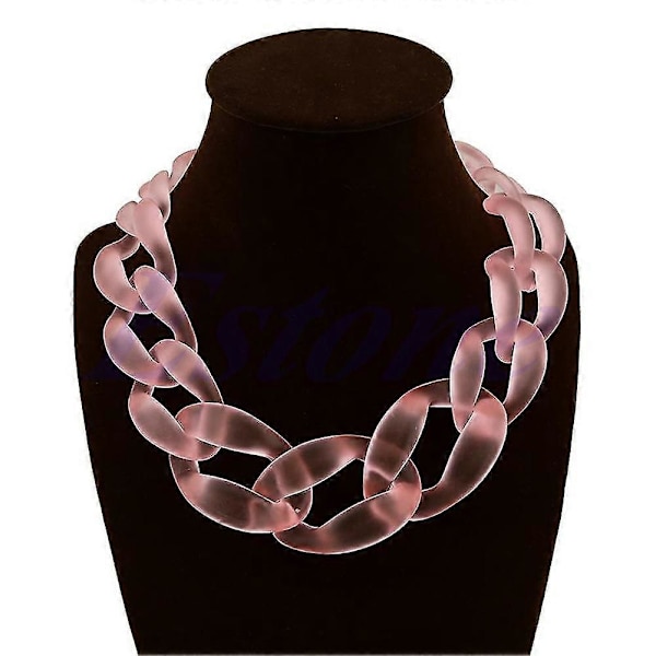 Akryl Krage Chunky Choker Statement Bib Kjede Halskjede Vedheng Pink