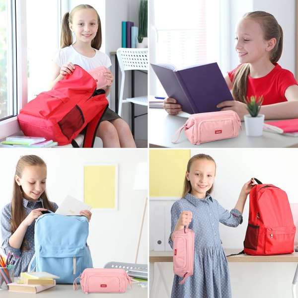 Suuri kynäkotelo Super Big kynäkotelo vetoketju Smoothy kynäkotelo pussi pidike Stationery Organizer Duarable School kynäkotelot teini-ikäisille tytöille pojille Pink