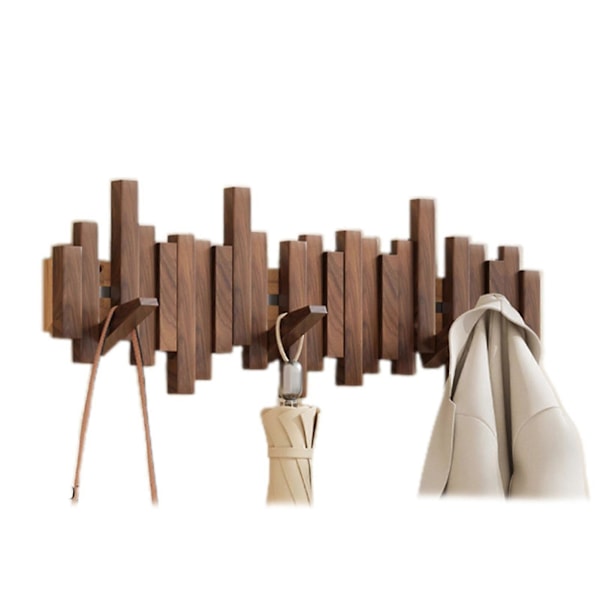 Trä Piano Klädställ Väggmonterat Klädställ Multifunktionell Vikbar Hängare Estetisk Rum Dekoration Black Walnut 8 Hooks