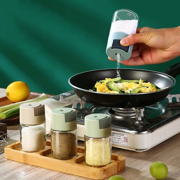 Saltströare i glas med fukttålig tätning, enkel påfyllning, transparent design, livsmedelsgodkänd kryddförvaring Blue