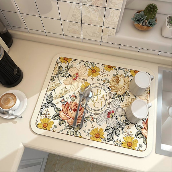 Fantastisk stil tørkematte Myk sammenleggbar lett tørkematte for kjøkkenbenk 30x40cm Style 6
