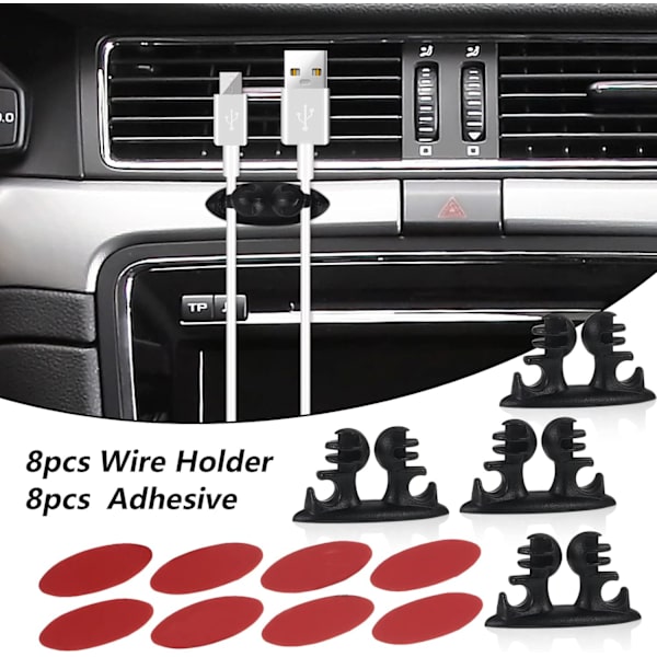 Biltrådholder Klips Organizer Lim Bil Lader Linje Spenne Klemme USB Kabelholder Bil Klips Tilbehør 8 stk/sett